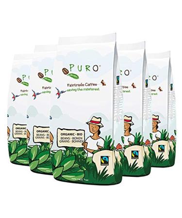 PURO PURO Organic Fairtrade Coffee Whole Bean Bags 1000g (Pack of 6)