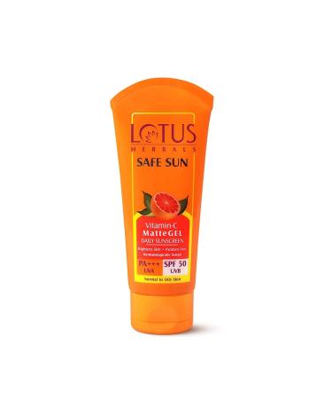 Lotus Herbals Safe Sun Vitamin C Matte Gel Daily Sunscreen SPF 50 PA+++ Paraben free Dermatologically tested Anti Pollution NormalOily Skin 100g