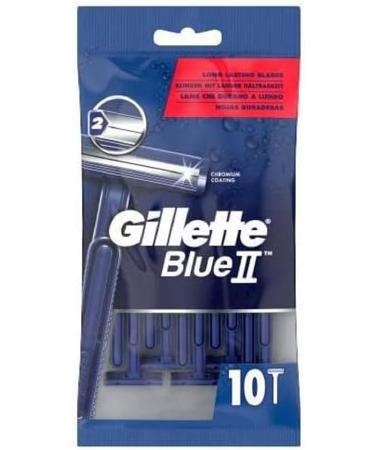 Gillette BlueII disposable razors for men 10 razors with 2-blade wet razor with fixed blade head - Buy Online on GoSupps.com