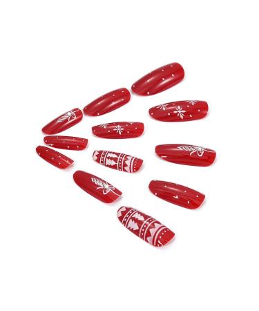 Brishow Christmas Artificial Nails - 24 Ballerina Red Press-On Acrylics for Women & Girls - Buy Online on GoSupps.com