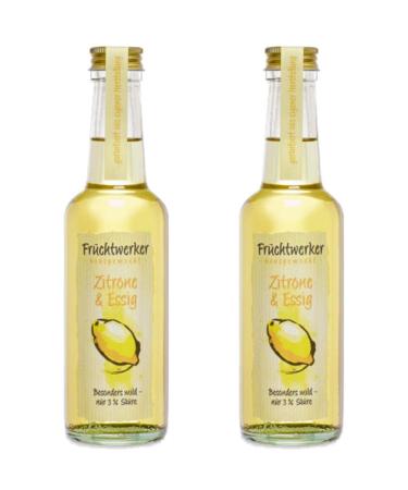 Fruchtwerker fruit worker lemon & vinegar with real fruit juice 2 x 250ml glass bottle