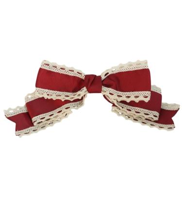 XIAHIOPT Lace Bowknot Barrettes for Cosplay Party Bow Barrette Women Role Play Hair Clip Anime Maid Costume Headdress Red and white