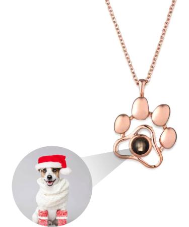 Personalized Photo Projection Necklace | Custom Pet Paw Print Memorial Jewelry for Women | Unique Christmas & Birthday Gifts in Gold - Buy Online on GoSupps.com