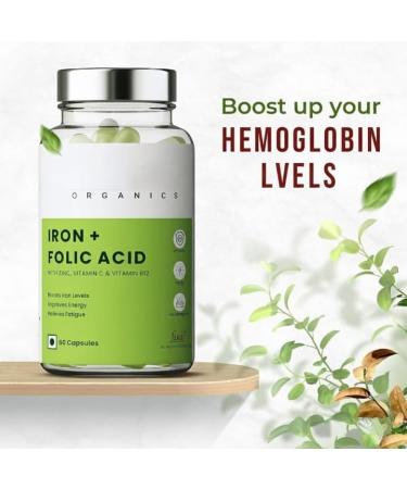 Iron + Folic Acid Supplement with Zinc Vitamin C & Vitamin B12 | 60 Veg Capsules | Supports Immunity and Energy | Enhances Iron Absorption| for Both Men & Women - Buy Online on GoSupps.com