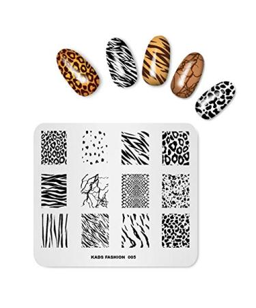Stamp Plate Animal Pattern Leopard Tiger Cow Zebra Multi Pattern Template Print Image Nail Art Stamper Nails Tool FA005
