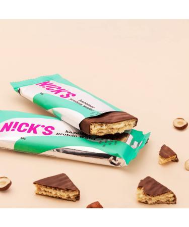 Nicks Hazelnut Protein Wafer Bars - 25% Protein Low Carb Gluten-Free No Added Sugar - 24 Pack (40g Each) | Healthy Chocolate Snacks - Buy Online on GoSupps.com