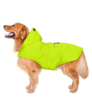 Cellar dog rain coat with hood & collar hole & safe reflective strip ultra -light breathable 100% waterproof rain jacket for medium -sized to large dogs green 6xl 6xl green