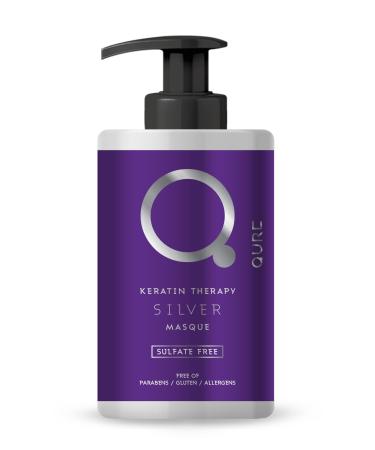 Qure silver mask anti yellow tinge - hair mask for keratin hair smoothing - professional formula for blonde gray and white hair - Sulfate -free 300ml 300 ml (1 Pack) - Buy Online on GoSupps.com