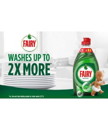 Fairy Original Washing Up Liquid Green with LiftAction. No Soaking No Grease No Fuss & Gentle On Your Skin 383 ML - Buy Online on GoSupps.com