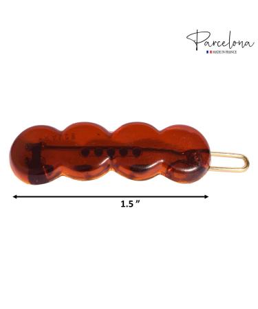 Parcelona French Circle Scallop Tortoise Shell Brown Small 1 1/2 Celluloid Hair Clips Set - Pack of 4 for Women and Girls - Buy Online on GoSupps.com