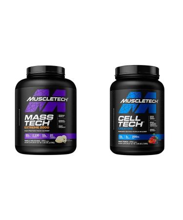MuscleTech Mass Gainer Mass-Tech Extreme 2000 Muscle Builder Whey Protein Powder & Creatine Monohydrate Powder Cell-Tech Creatine Post Workout Recovery Drink Muscle Builder