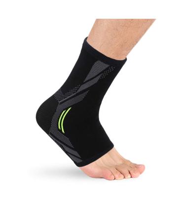 Ankle Brace Support Compression Sleeve(1pc)-relieves Plantar Fasciitis Achilles tendonitis sprained Swelling.Foot Brace-Exercise Sports Gym (L-Green line) Green Large