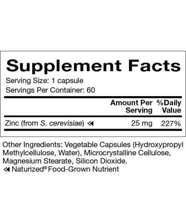 Natura Health Products Zinc 25mg - Highly Bioavailable Food-Grown - 60 Capsules - Buy Online on GoSupps.com