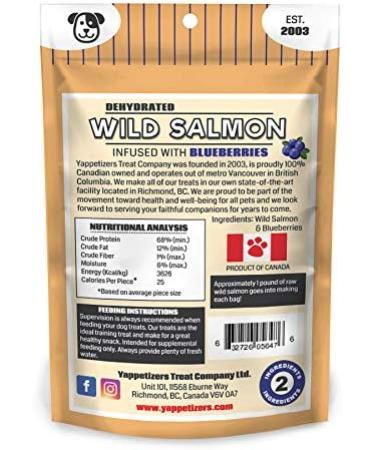 Yappetizers Treat Company 100% Wild Salmon Dog Treat Infused with Blueberries | Hand Made in Canada Since 2003 - Equal to 1 Pound of raw Wild Salmon (Medium | 85 Grams | 3oz). - Buy Online on GoSupps.com