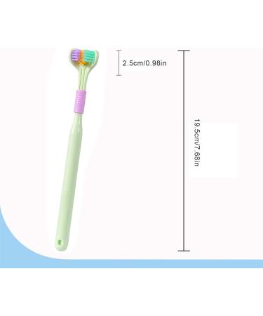 4-Part Three-Sided Toothbrush with Tongue Scraper - Sensory Travel Toothbrush for Autism | V-Shaped Soft Brush for Complete Cleaning | Non-Slip Green Design - Buy Online on GoSupps.com