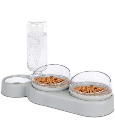 3-In-1 Cat Food And Water Bowl Set Cat Bowls With Stand Double Cat Bowls with Water Dispenser For Pet Food And Water Feeder For Small Medium Dogs Cats Gray