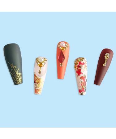Magrace Brown French Tip Extra Long Press-On False Nails with Designs - 24 pcs | Stick-On Nails for Women | A-7 - Buy Online on GoSupps.com