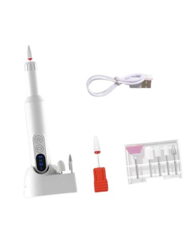 Perfeclan Portable Electric Nail Drill Manicure Pedicure Kits Compact Portable Sanding File Pen Nail Sander for Polishing Acrylic Nail White