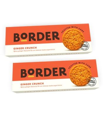 Zamfoods Border Biscuit Fiery Ginger Crunch 135g - Made with Real Ginger - with a Hot Spicy Aroma - Deliciously Crunchy Treats - Ideal Gift for Cookie Lovers (Pack of 2)