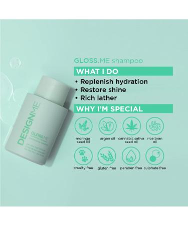 GLOSS.ME Hydrating Shampoo with Hemp & Argan Oil | Adds Softness & Shine | For Straight, Wavy, or Curly Hair | Sulfate-Free & Color-Safe | Moisturizing Shampoo for Dry Hair - 10 Fl Oz - Buy Online on GoSupps.com