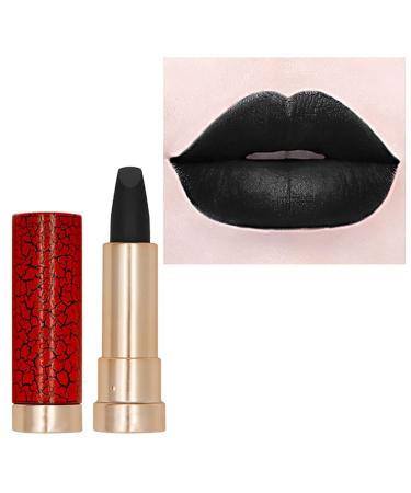 Matte Lipstick Black Lip Stick Velvet Cream Lipsticks High Pigment Lipgloss Halloween Makeup for Women and Girls Pack of 1 (Black 10#)