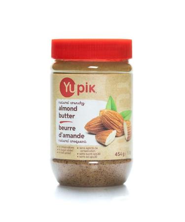 Yupik Natural Crunchy Almond Butter 454 g Kosher Gluten-Free GMO-Free Creamy Nut Butter Only Almonds No Added Sugar No Additives Smooth & Crunchy Spread Ideal for Snacks & Recipes