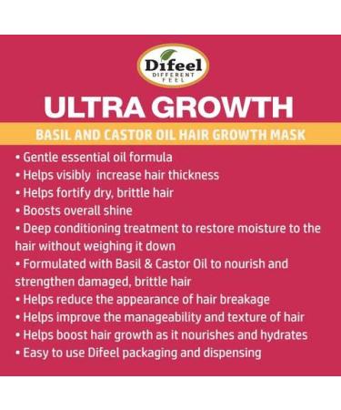 Difeel Ultra Growth Basil & Castor Hair Mask 12 oz. | Promotes Healthy Hair Growth - Buy Online on GoSupps.com