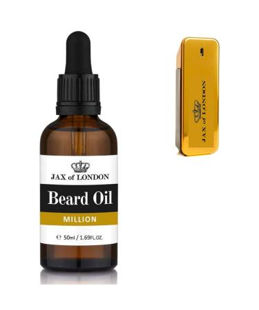 Jax of London Million Beard Oil for Men 50ml Beard care oil Beard growth oil for Men Consists of Vitamin E Avocado oil Almond oil Jojoba oil Luxury scented beard oil Men s Cologne Fragrance Million 50 ml (Pack of 1)
