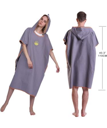 Megawodar Microfiber Poncho Towel - Adult Surf Beach Wetsuit Changing Robe - Gray - Buy Online on GoSupps.com