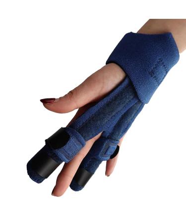 Adjustable 2 Fingers Splint Trigger Brace for Arthritis - Supports Index Middle Ring & Pinky Fingers - Ideal for Trigger Finger Injury Fracture & Tendonitis - One Size Blue - Buy Online on GoSupps.com