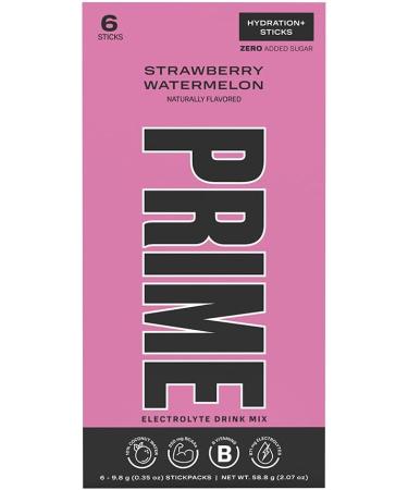 Prime Hydration+ Stick Pack | STRAWBERRY WATERMELON 6 Sticks Electrolyte Drink Mix 10% Coconut Water 250mg BCAAs Antioxidants Naturally Flavored Zero Added Sugar Easy Open Single-Serve Sticks - Buy Online on GoSupps.com