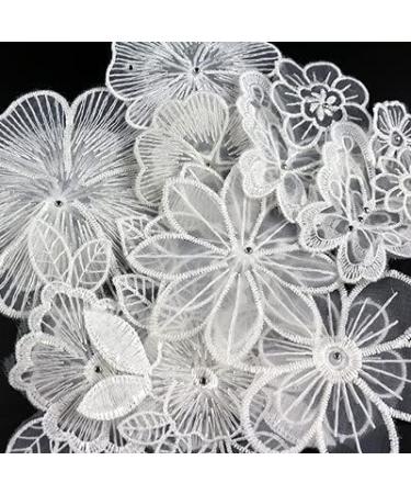 Zcketo 12 Pcs White Embroidery Lace Flower Rose Butterfly Patches - DIY Sewing Craft Appliques for Clothes, Bags, Hats & Wedding Decor - Buy Online on GoSupps.com