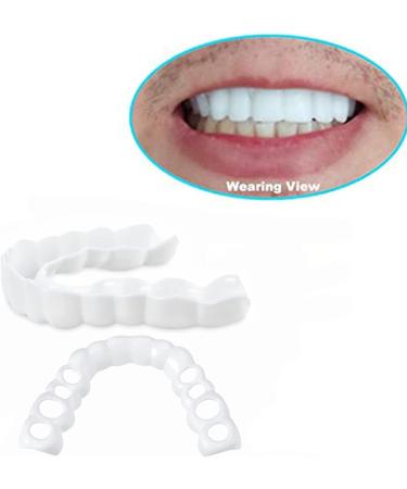 Flipped Warm Teeth Veneers - 2 Pair Upper & Lower Tooth Covers for Men & Women | Durable False Teeth Solution - Buy Online on GoSupps.com
