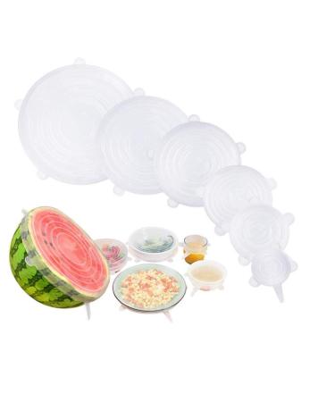 Silicone Stretch Storage Covers Food Protection Cover Transparent Reusable Suitable for Cups Bowls Jars Utensils Etc.(White Transparent)