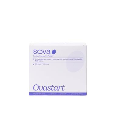 SOVA - Ovastart - PCOS Food Supplement - Hormonal Balance & Fertility - Based On Myo & D-Chiro-Inositol, Zinc, Vitamin B6 & B9 Patented Quatrefolic® - Made In France - 60 Sticks