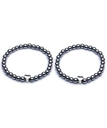 Bestt 2-part magnetic hardship-unisex hematite therapy round pearls stretch bracelet for losing weight weight loss anti-fatigue jewelry