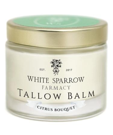 White Sparrow Farmacy Organic Grass Fed Tallow Balm - (Citrus Bouquet) Organic Tallow from Grass Fed Cows & All Organic ingredients. For Face and Body. (2.0 oz)