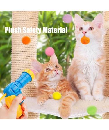 Cat Interactive Toys Cat Ball Toy Toy Ball Launcher with 100pcs Soft Pom Pom Balls Cat Fetch Toys for Indoor Exercise Pet Chasing Training Toys - Buy Online on GoSupps.com