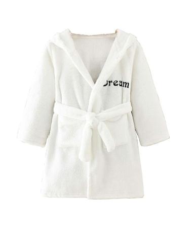 JZLPIN Unisex Baby Hooded Bathrobe Children Flannel Pajamas Dressing Gown for Boys Girls 2-3 Years White