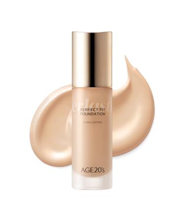 AGE 20's Perfect Fit Liquid Foundation Makeup  48-Hours-Lasting  Lightweight  Seamless Coverage  Natural Matte Finish  03 Beige  1.01 fl oz
