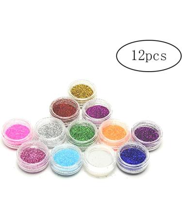 12 Mix Color Glitter Powder Dust Nail Art Acrylic Glitter Powder Nail Tips Decoration DIY Nail Art Pigment Glitter Dust Powder Set Nail Art Glitter Powder - Buy Online on GoSupps.com