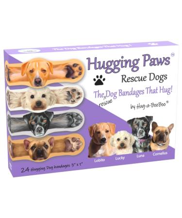 Hugging Paws Dog Bandages from Hug-a-BooBoo The Adorable Dog Bandages That Hug! Unique Bandages Feature Paintings of Actual Rescue Dogs! Great Dog Lover Gift! French Bulldog Poodle Lab Mix 24 Ct