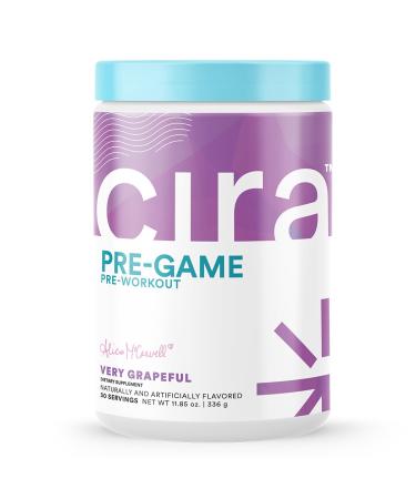 Cira x Alicia McCarvell Pre-Game Pre Workout Powder for Women - Preworkout Energy Supplement for Nitric Oxide Boosting Endurance Focus & Strength - 30 Servings Very Grapeful