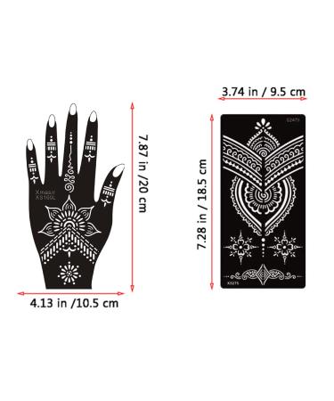 Henna Tattoo Stencil Set - 20 Sheets of Indian Arabian Temporary Tattoo Templates for Hands, Arms, Shoulders, and Legs - Buy Online on GoSupps.com