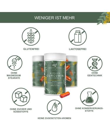 Amazing Nature Micelle Curcumin Capsules | High Dose Turmeric with Vitamin D & C | 185x Absorption | 60 Premium Liquid Capsules - Buy Online on GoSupps.com