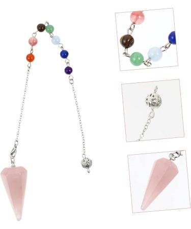 Anneome Hexagonal Cone Pendant Beads Necklace Charm Necklace Prism Crystal Taper Pendant Turquoise Window Pink 26x1.9cm - Buy Online on GoSupps.com