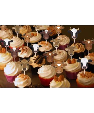 KIWILEPI Dessert Cupcake Toppers Cow Print Farm Birthday Decorations Western Cowboy and Cowgirl Theme 1st Wild West Rodeo Bday Party Supplies Highland Cow Decor Farm Animal Baby Shower Bull Riding Cute Cow 18 18.0 - Buy Online on GoSupps.com