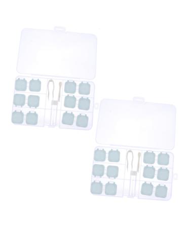 HOMSFOU Box With 2 Sets Contact Lens Case PP Travel Eye Makeup Remover Blue 6x3x3cm