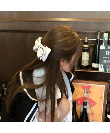 Rugelyss 2 PCS Hand-made Grosgrain Ribbon Black & White Hair Bows Spring Clip Hair Accessories for Girls & Women - Buy Online on GoSupps.com