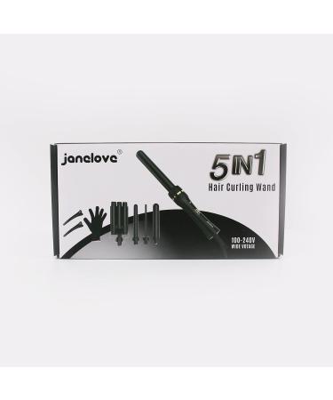 Janelove 5 in 1 Curling Iron Set - 3 Barrels Tourmaline Ceramic Wave Iron for Large & Small Curls 180 C/210 C for Short & Long Hair (Black) - Buy Online on GoSupps.com
